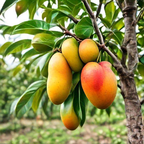 bunch-mangoes-hanging-from-tree-with-word-peaches-it